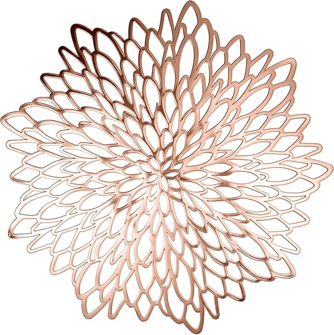 Set of 8 Round Placemats Rose Gold, Heat-Resistant PVC Table Mats by Unknown