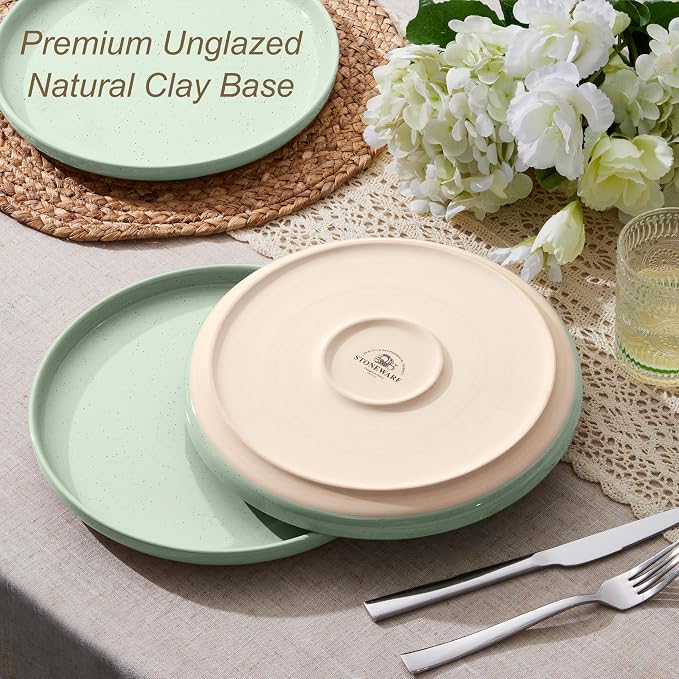 LIANYU Stoneware Dinner Plates Set of 6, 10.5’’ Ceramic Plates - Image 8