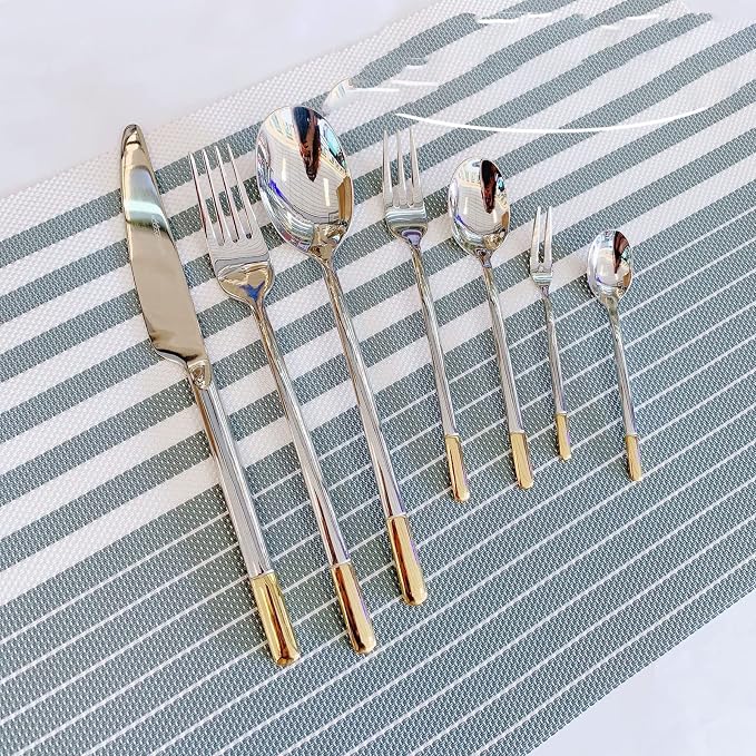 Silverware Set Service for 16, IKXO 64-Piece Modern Stainless Steel Flatware - Image 5