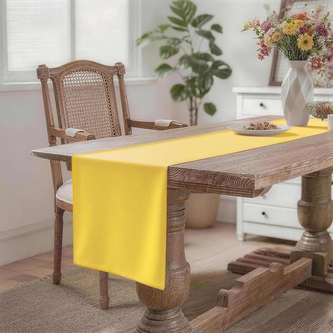 MEANMOY Yellow Table Runner 90 Inches Long Waterproof Table Runners | Washable - Image 2