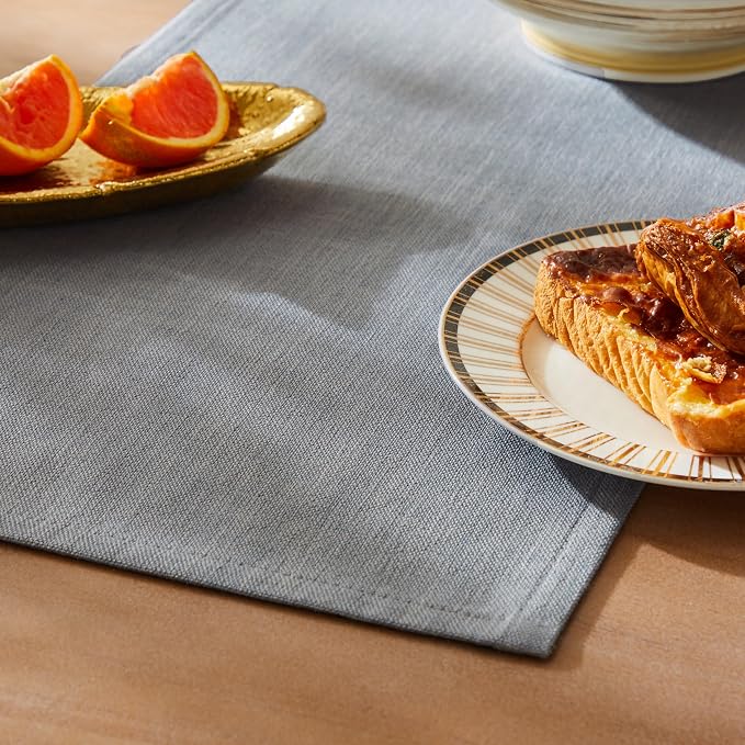 Rustic Cotton Linen Table Runner, 13x72 Inches Blue Ashes | Farmhouse Style by ZEEMARTONLINE