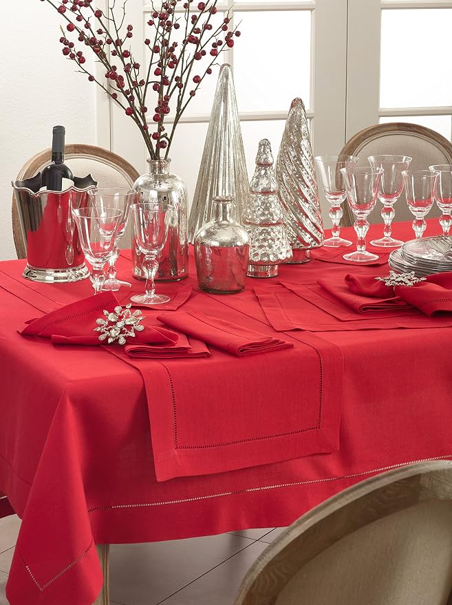SARO LIFESTYLE Hemstitched Border Tablecloth - Image 2