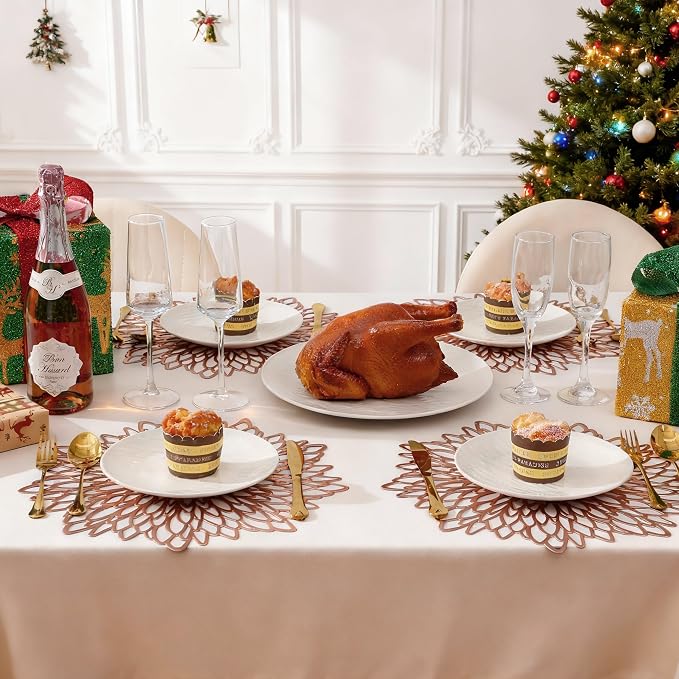 Set of 8 Round Placemats Rose Gold, Heat-Resistant PVC Table Mats - Image 8