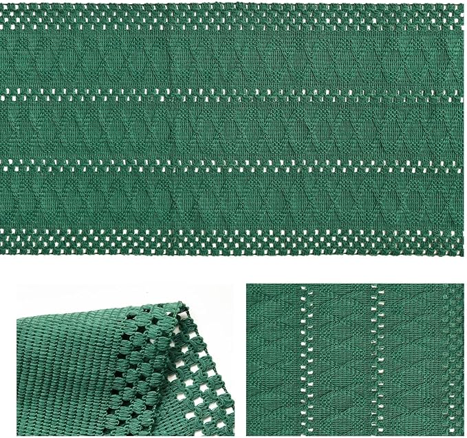 Artoid Mode Dark Green Woven Farmhouse Hollow Table Runner 12x108 Inch | - Image 5