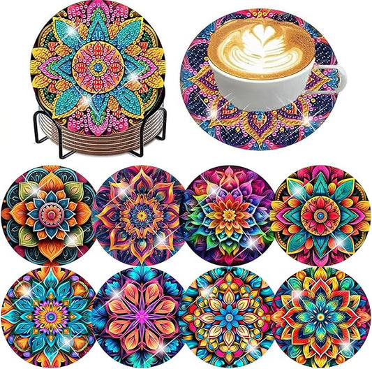 ijbnhd 8 Pcs Mandala Diamond Art Coasters Kits by ijbnhd