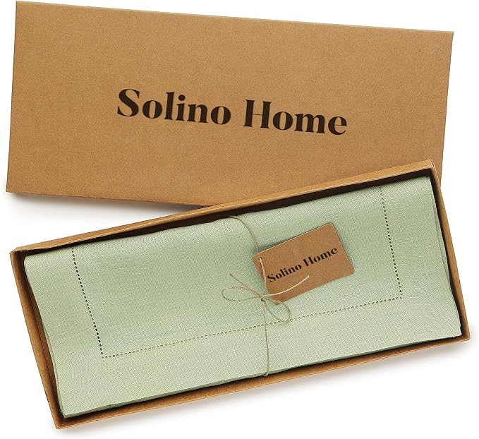 Solino Home 100% Pure Linen Table Runner Sage Green Hemstitch, 14 x 144 in | - Image 5