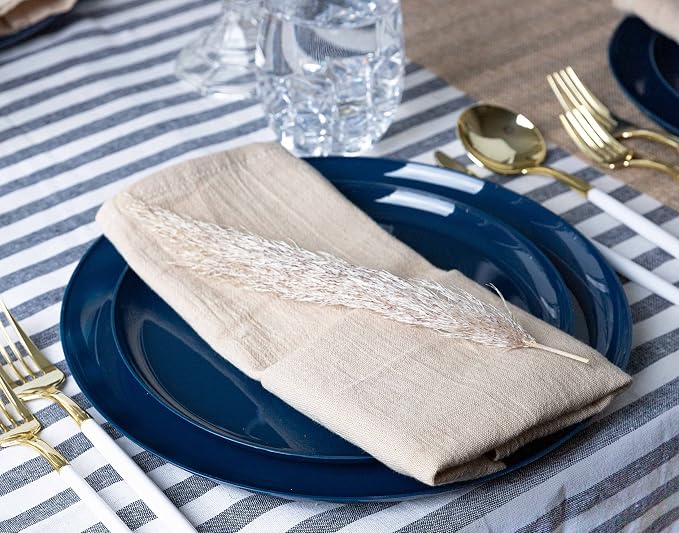Dark Blue Plastic Party Plates Edge Collection Premium heavyweight Elegant - Image 3