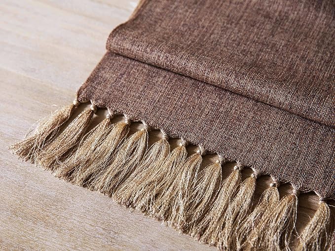 Brown Table Runners 48 Inches Long, Burlap Linen Style Rustic Farmhouse Table - Image 6