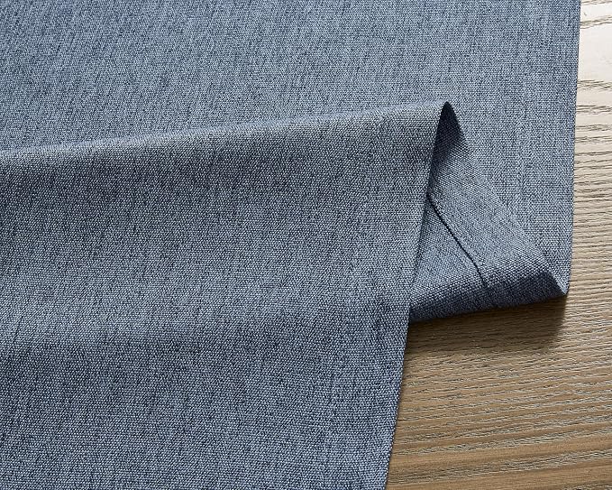 Basic Linen Style Table Runner, 14x48 Inch Navy Blue | Mitered Corner Design - Image 6