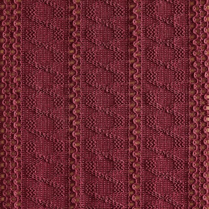 Macrame Style Boho Table Runner, 12x90 Inch Burgundy | Woven Boho Table Runner - Image 6