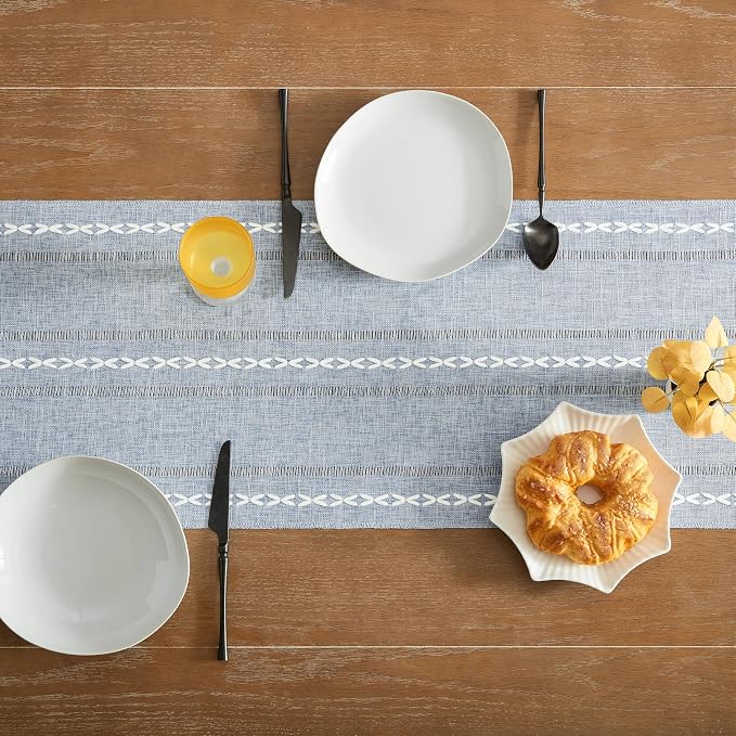 Hemstitched Farmhouse Table Runner, Cotton Linen Table Runners 108 Inches Long - Image 4