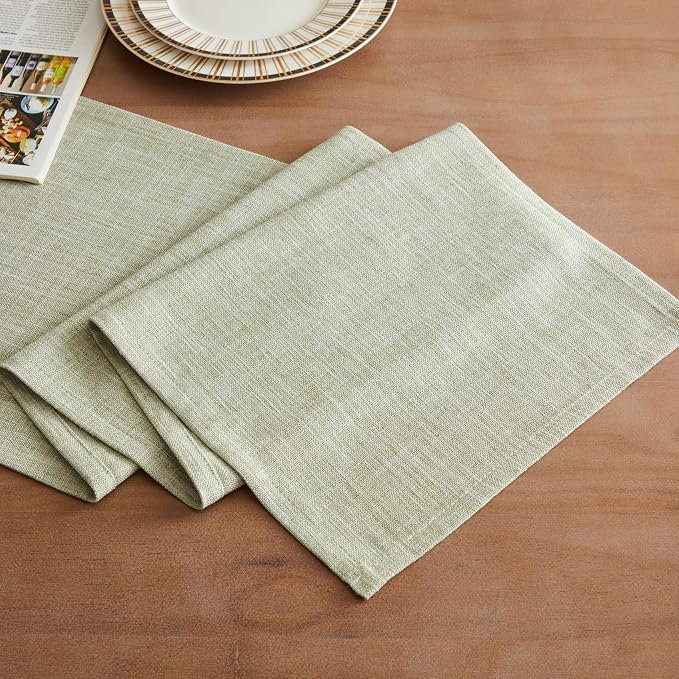 Rustic Cotton Linen Table Runner, 13x36 Inches Green | Farmhouse Style Linen - Image 2