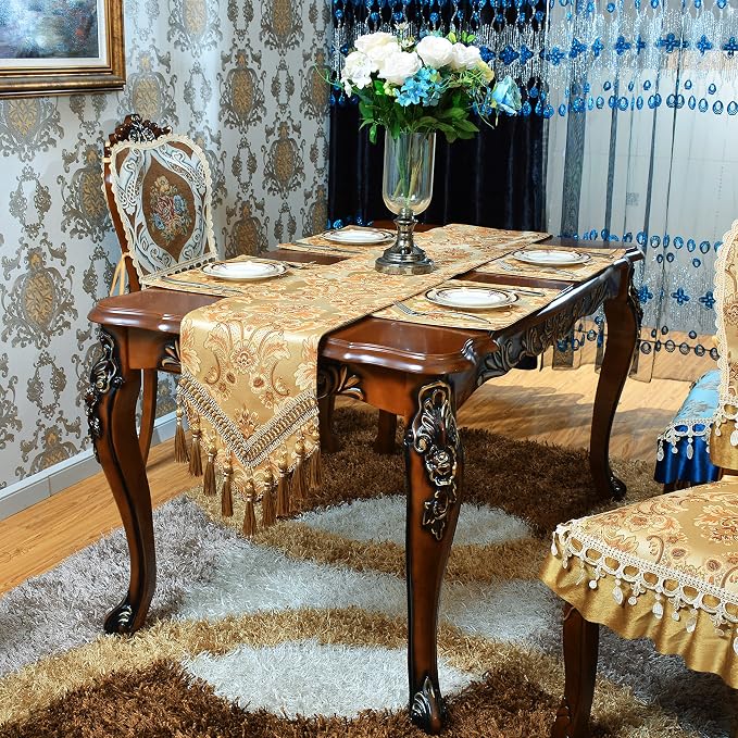 Luxury Velvet Gold Table Runner 102 Inches Long - Image 3